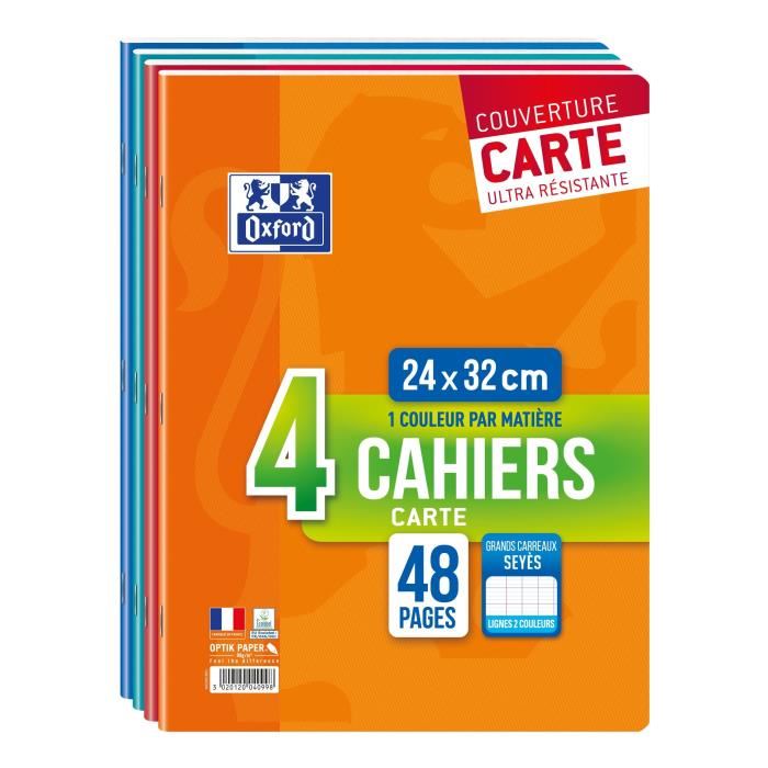Lot 4 Cahiers Oxford Agrafes 240x320 48p 90g Seyes