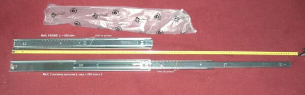Dema Rails Glissiere Telescopique 2 Pieces Pour Tiroir 550 Mm