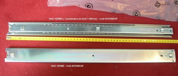 Dema Rails Glissiere Telescopique 2 Pieces Pour Tiroir 550 Mm