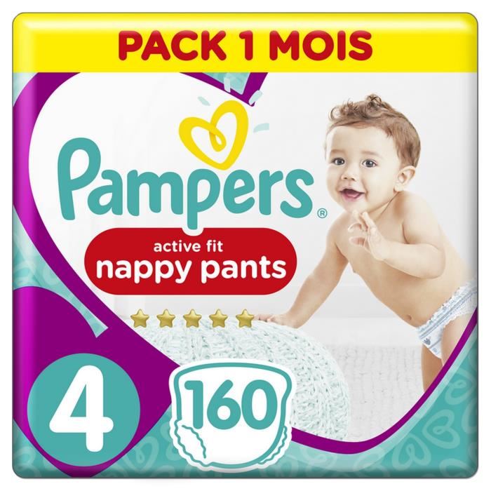 Pampers Active Fit Nappy Pants Taille 4 160 Couches Culottes Pack 1 Mois