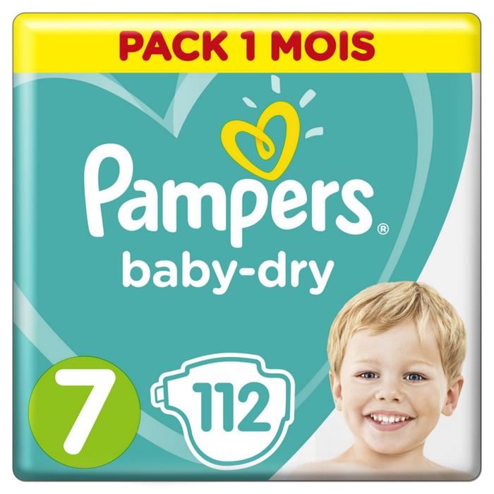 Pampers Baby-dry Taille 7 112 Couches - Pack 1 Mois