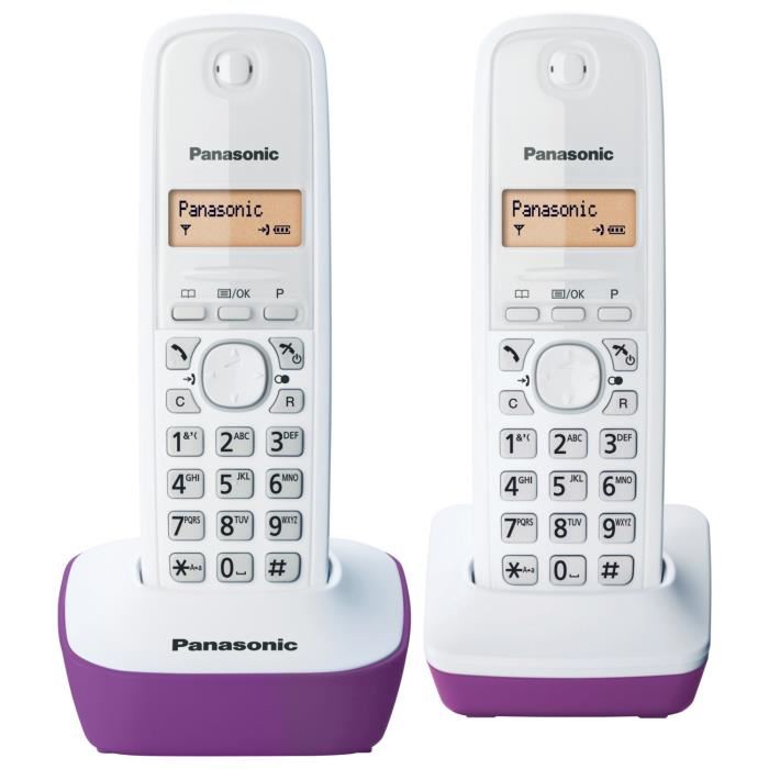 Panasonic Kx Tg1612frf Telephone Duo Sans Fil Dect Sans Repondeur Pourpre