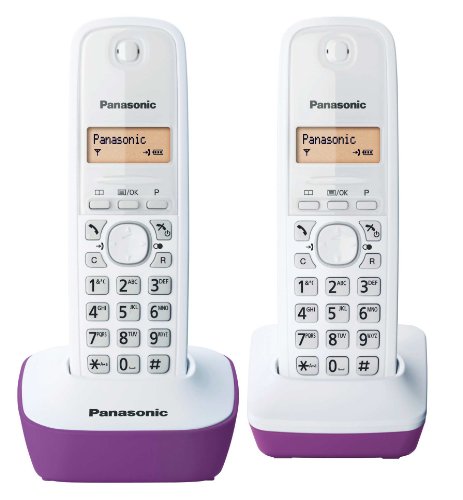 Panasonic KX TG1612FRC Telephone sans fil avec ID dappelant DECT blanc violet combine supplementaire