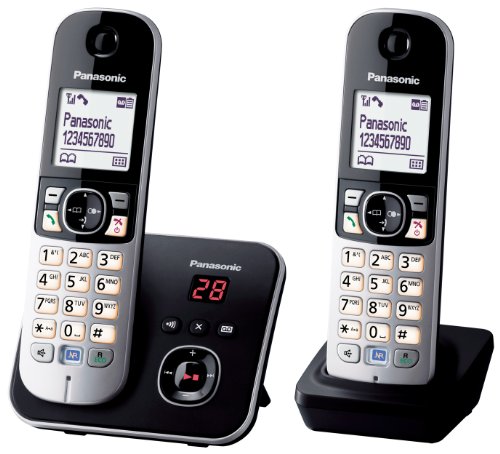 Panasonic KX TG6822 Telephone sans fil systeme de repondeur avec ID dappelant DECTGAP noir combine supplementaire
