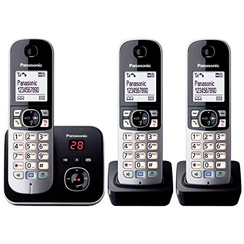 Panasonic Kxtg6823 Telephone Sans Fil Trio Fonction Reduction De Bruit Blocage Selectif Repondeur Gris Et Noir