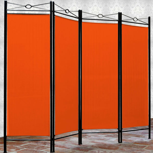 Paravent Interieur 4 Panneaux 180 X 163 Cm Separateur De Piece Pliable Orange Cloison De Separation Interieur Maison