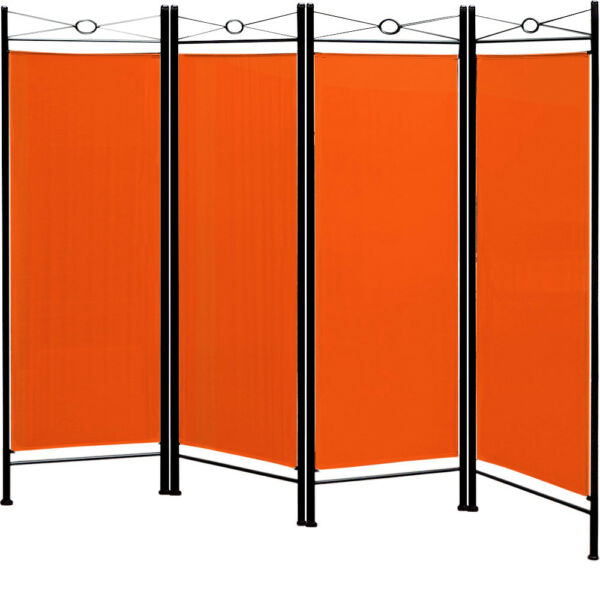 Paravent Interieur 4 Panneaux 180 X 163 Cm Separateur De Piece Pliable Orange Cloison De Separation Interieur Maison
