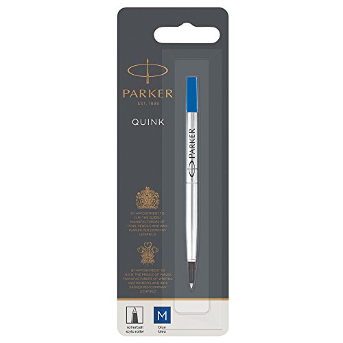 Parker Recharge Stylo Roller, Pointe Moyenne, Bleue, Blister X 1