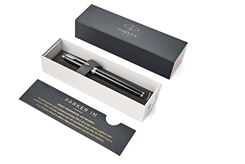 Parker Im Stylo Roller, Laque Noire, Attributs Chromes, Recharge Noire Pointe Fine, Coffret Cadeau