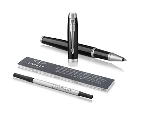 Parker Im Stylo Roller, Laque Noire, Attributs Chromes, Recharge Noire Pointe Fine, Coffret Cadeau