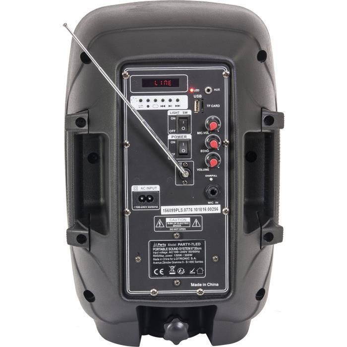 Party Light & Sound Party-7led Enceinte Portable 8aa/20cm - 300w Avec Usb/fm/micro/bluetooth