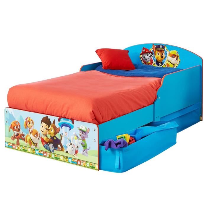 PAT PATROUILLE Lit enfant en bois avec Tiroirs de Rangement 70  140 cm - Worlds Apart