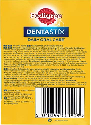 Friandises Dentastix de 56 Sticks pour Chien de Grande Taille - Pedigree - 2,16Kg