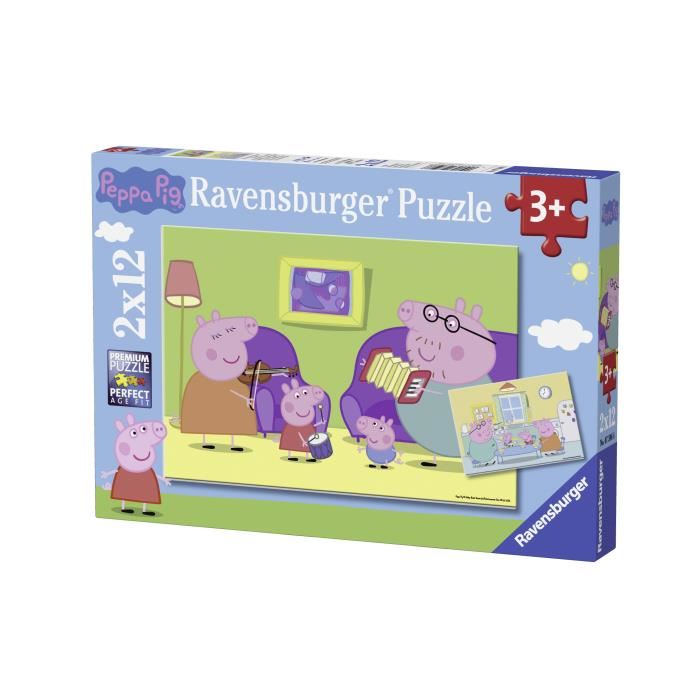 Puzzle Peppa Pig 2x12 Pieces - Ravensburger - Lot De Puzzles Enfant - Des 3 Ans