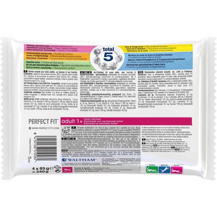 Perfect Fit 52 Sachets Fraîcheur Sauce Poissons Chat Adulte Sterilise 85g(13x4)