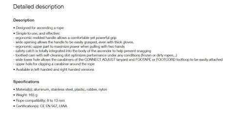 Bloqueur Ascension - Petzl - Alpinisme - Adulte - Homme - Facilite Dutilisation