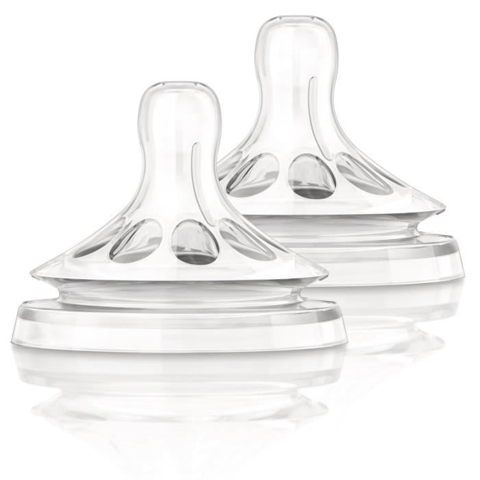 Philips Avent - 2 Tetines Natural - 0 Mois + /1 Trou A Debit Nouveau Ne
