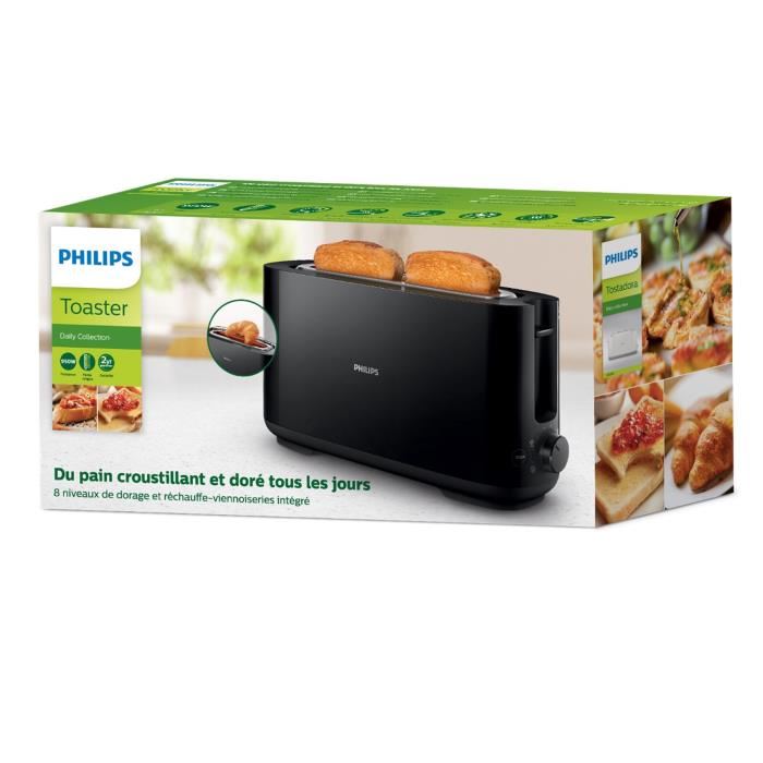 Grille Pain Philips Hd259090 Collection Daily 1 Fente Longue 830w Noir