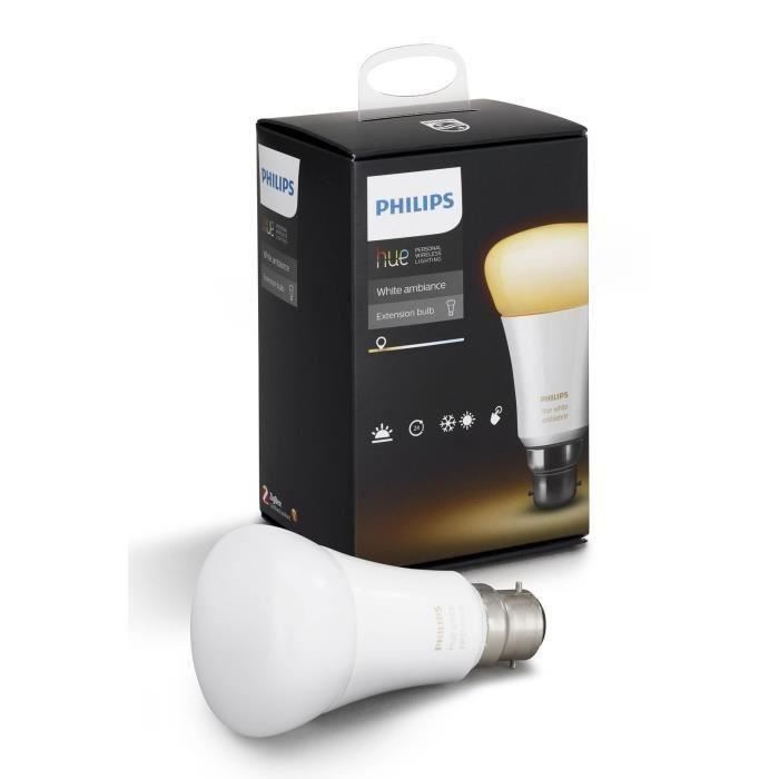 Philips Hue Ampoule Led Connectee White Ambiance B22 9 W Equivalent A 60 W Blanc Chaud