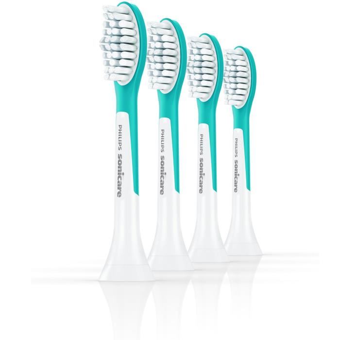 Tetes De Brosses Compactes Pour Enfants A Partir De 7 Ans - Philips Sonicare Hx6044/33 - Aqua - Lot De 4