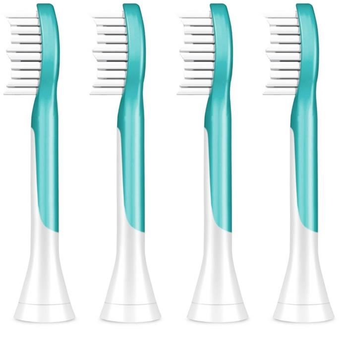 Tetes De Brosses Compactes Pour Enfants A Partir De 7 Ans - Philips Sonicare Hx6044/33 - Aqua - Lot De 4