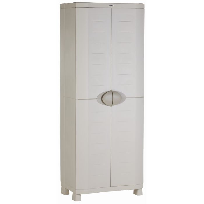 SPACESAVER 70 PLASTIKEN Armoire haute 2 portes avec Penderie et etageres-l70xp45xh184 cm-Gamme Space SAVER-Interieur et Exterieur