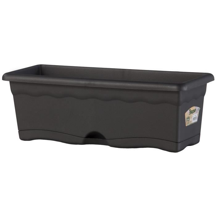 PLASTIKEN Jardiniere rectangulaire 50 X 20 cm avec plateau Anthracite