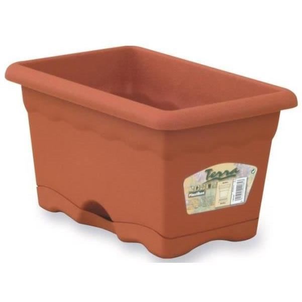 PLASTIKEN Jardiniere rectangulaire O 50 X 20 cm avec plateau Terracotta