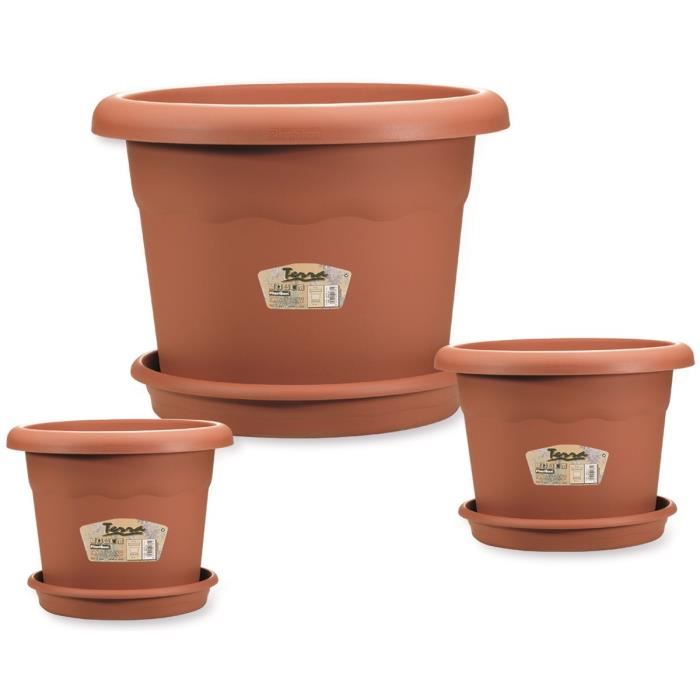 Plastiken Pot A Fleurs O 35 Cm Rond Terracotta