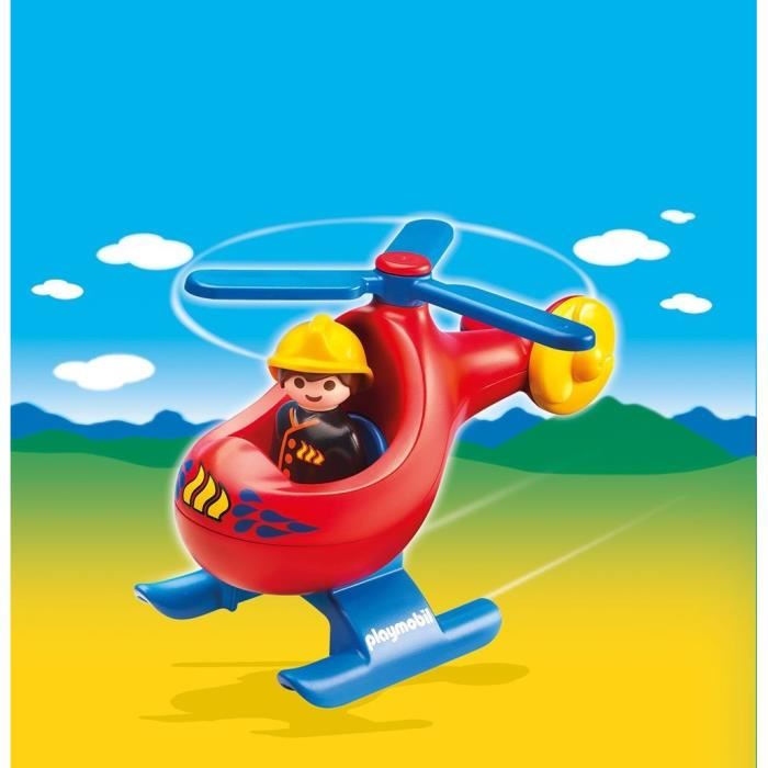 Playmobil 1.2.3 - Pompier Avec Helicoptere - 6789