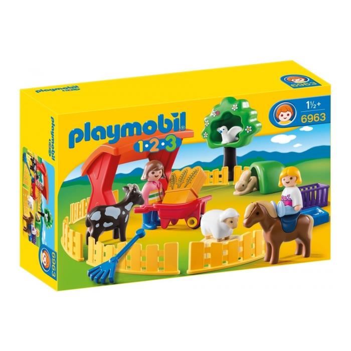 Playmobil 1.2.3. - 6963 - Parc Animalier Pour Enfants De 18 Mois Et Plus