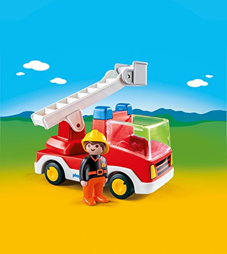 Playmobil 1.2.3 : Camion de pompier avec echelle pivotante (6967)