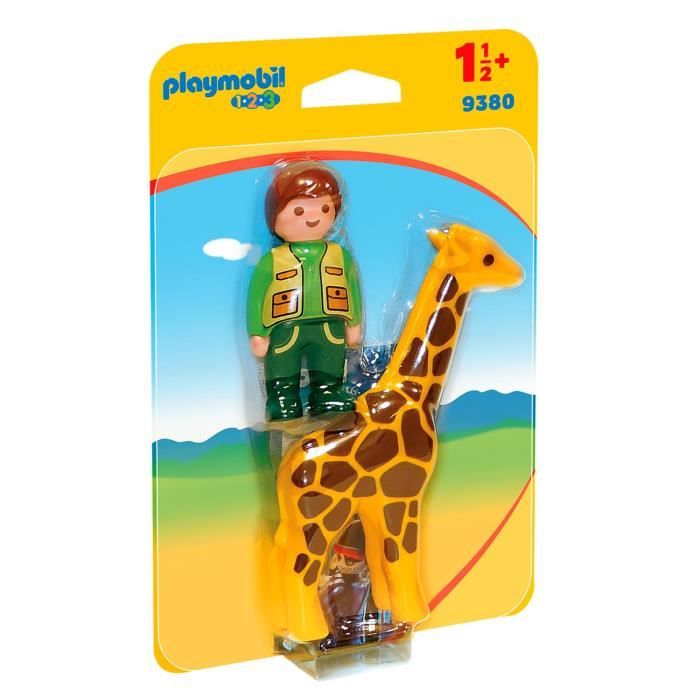 Playmobil 9380 - Playmobil 1.2.3 - Soigneur Avec Girafe - Nouveaute 2019