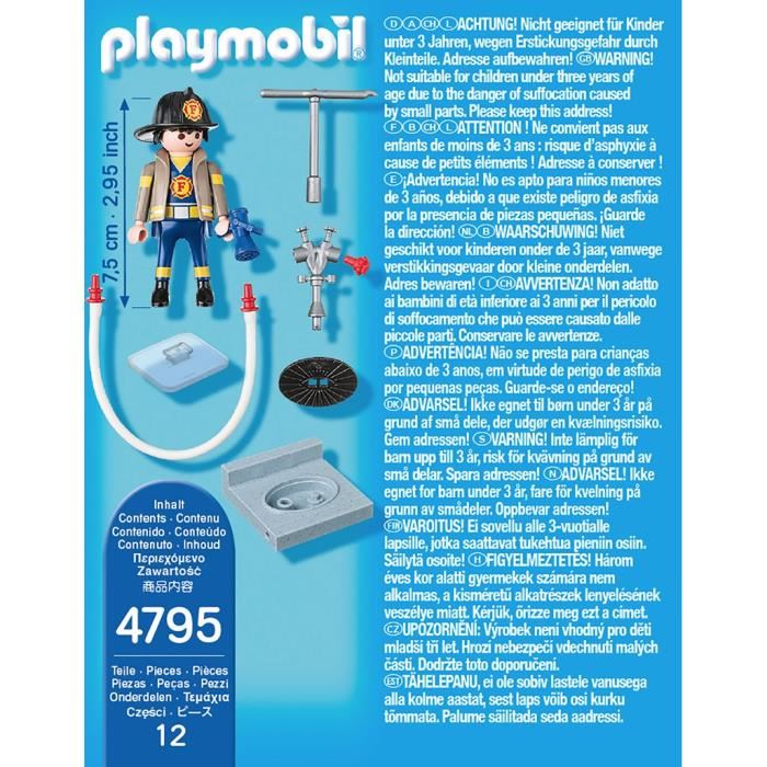 Playmobil Pompier Avec Bouche Dincendie 4795 Special Plus A Partir De 4 Ans