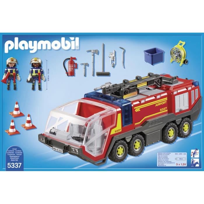 Playmobil - City Action - Pompiers Avec Vehicule Aeroportuaire - 86 Pieces - Mixte - A Partir De 4 Ans