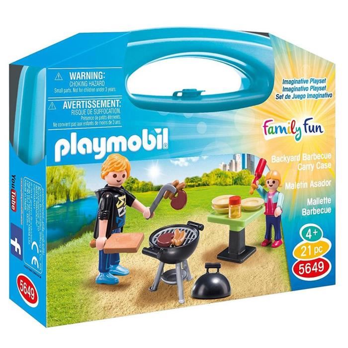 Playmobil - Valisette Barbecue - 2 Figurines - 14 Pieces - Pour Enfants Des 4 Ans