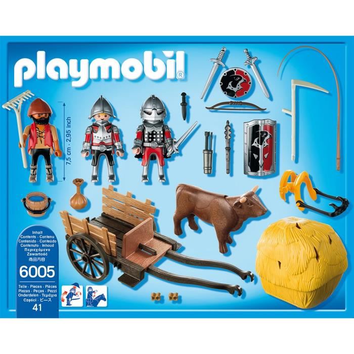 Playmobil 6005 - Knights - Chevaliers De L'aigle Et Charrette Piegee