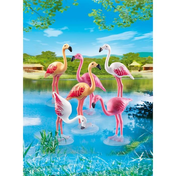 Playmobil - Le Zoo - Groupe De Flamants Roses - Contient 6 Flamants Roses - Mixte - A Partir De 4 Ans