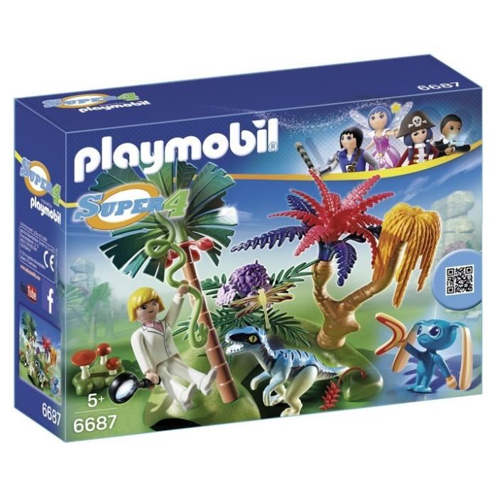 Playmobil 6687 Super 4 - Ile Perdue Avec Alien Et Velociraptor