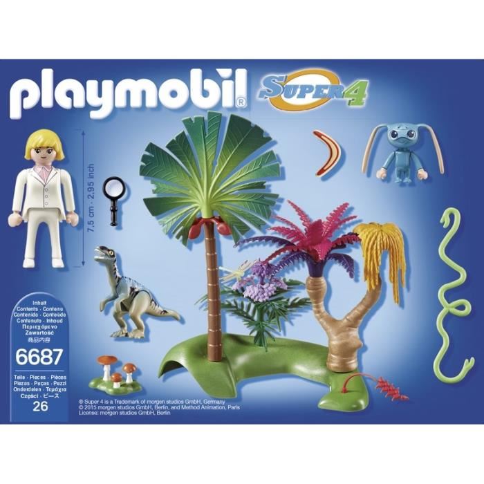 Playmobil 6687 Super 4 - Ile Perdue Avec Alien Et Velociraptor