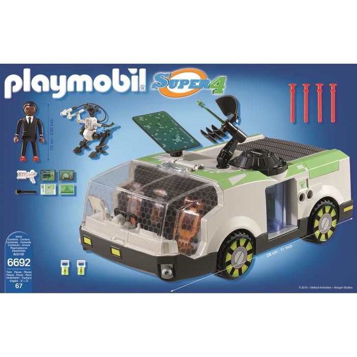 Playmobil - Super4 - Camion De Mission Techno Cameleon Avec Agent Gene - Tire Des Projectiles - 5 Ans Et Plus