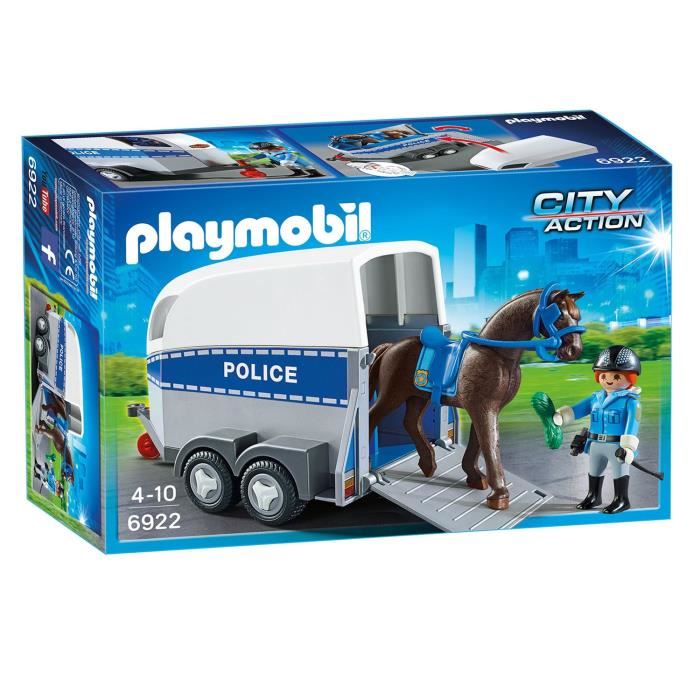 Playmobil - City Action - Policiere Avec Cheval Et Remorque