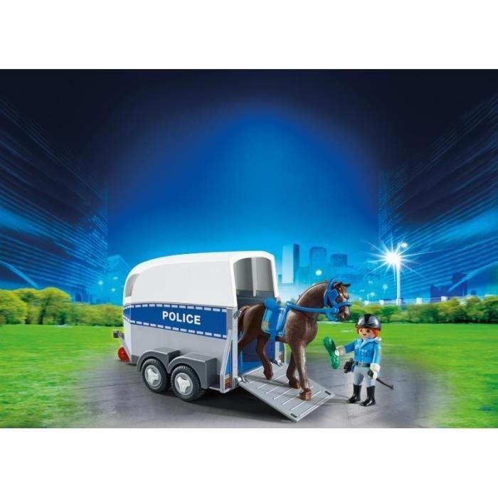 Playmobil - City Action - Policiere Avec Cheval Et Remorque