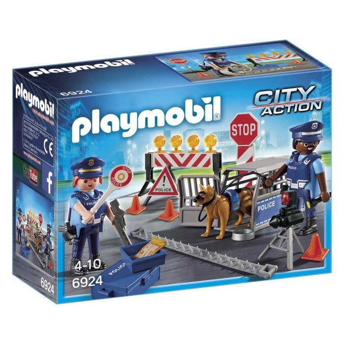 Playmobil 6924 Barrage De Police City Action Les Policiers 100 Pieces Des 4 Ans