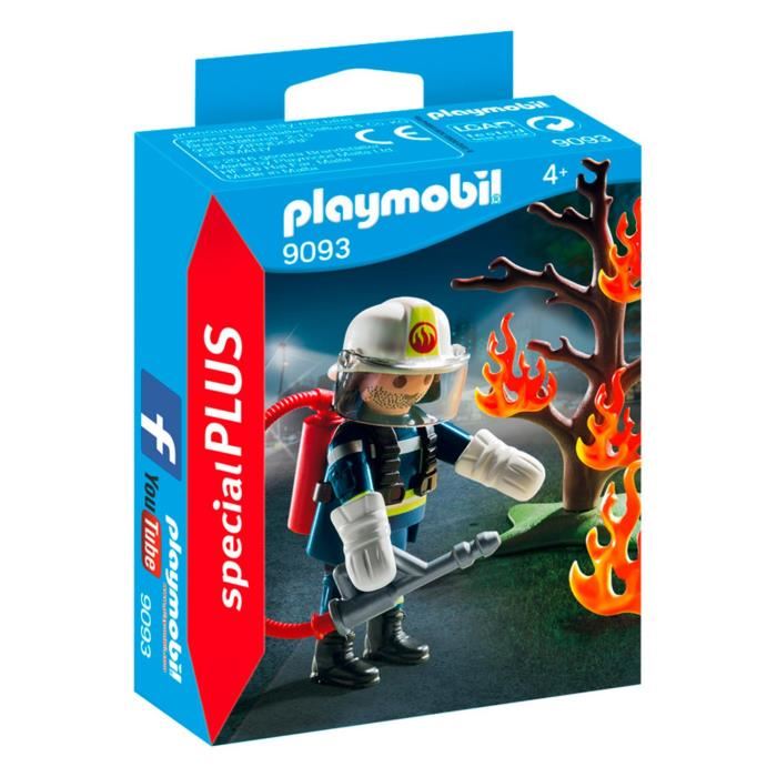 Playmobil 9093 Pompier Avec Arbre En Feu
