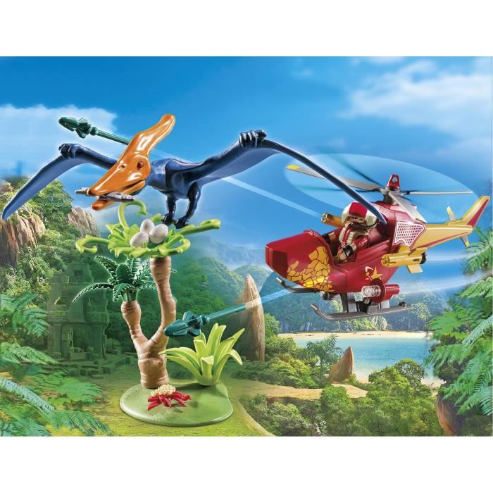Playmobil Dinosaures - Helicoptere Et Pteranodon - The Explorers - Contient 1 Personnage - 39 Pieces