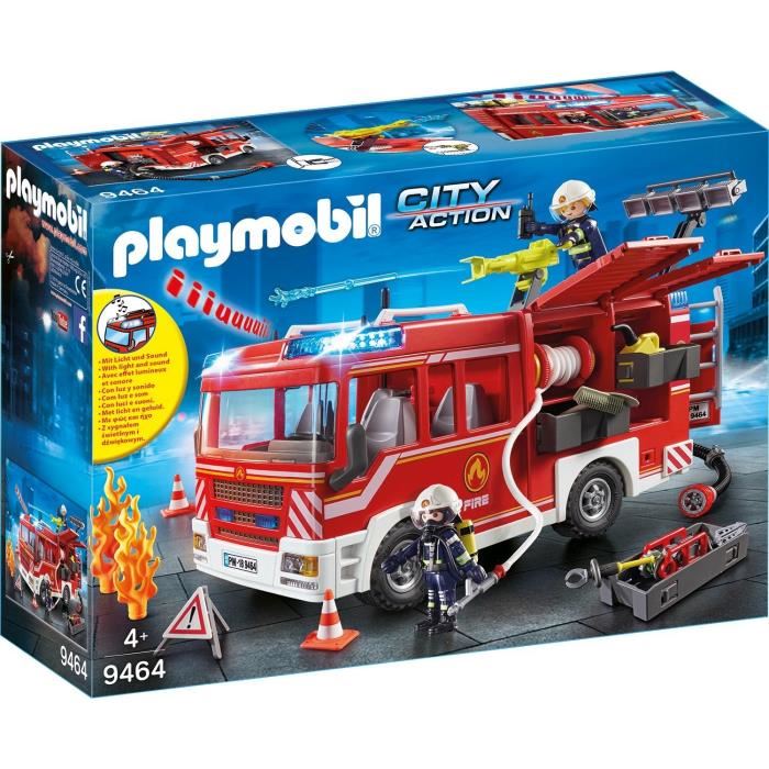 Playmobil 9464 Fourgon Dintervention Des Pompiers City Action Les Pompiers Avec Canon A Eau 138 Pieces Des 4 Ans