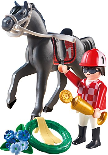 Playmobil - Nouveaute 2018 - Jockey avec cheval de course - 9261