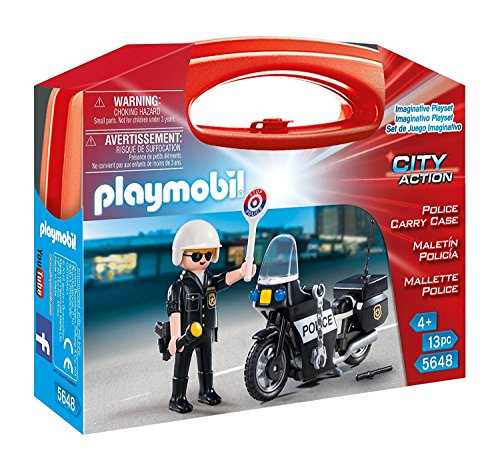 Playmobil Valisette Motard De Police Garcon 13 Elements A Partir De 4 Ans