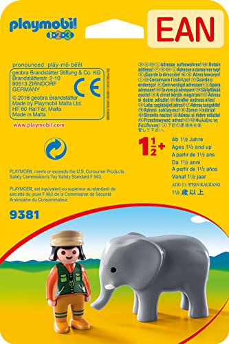 Playmobil 9381 - Playmobil 1.2.3 - Soigneuse Avec Elephanteau - Nouveaute 2019